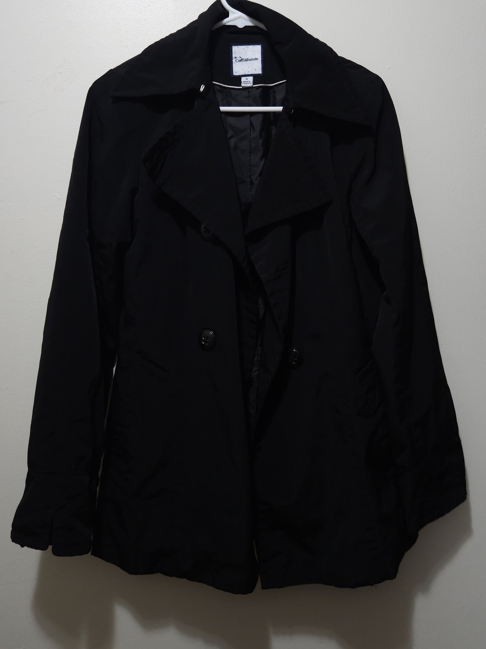 croft & barrow Black Double-Breasted Trench Coat